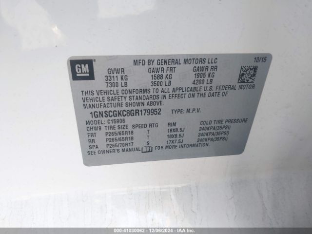 1GNSCGKC8GR179952 Chevrolet Suburban Ls