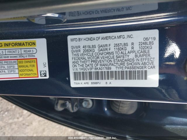 1HGCV3F18KA017689 Honda ACCORD HYBRID