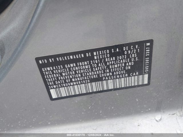 3VWC57BU6MM081920 Volkswagen Jetta 1.4t R-line/1.4t S/1.4t Se