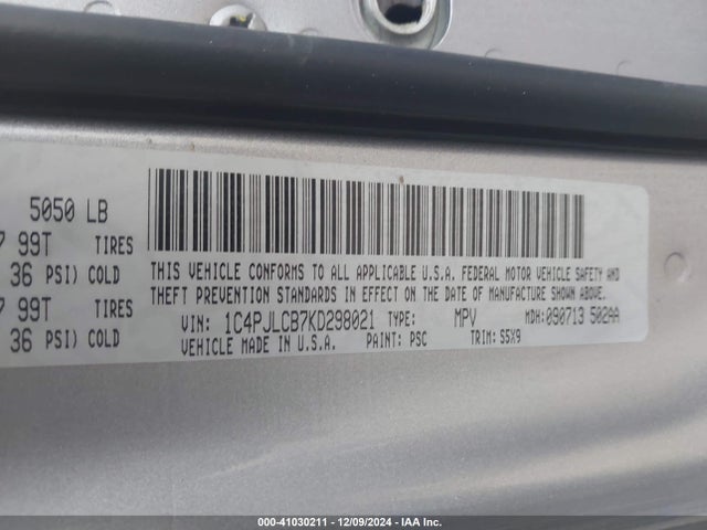 1C4PJLCB7KD298021 Jeep Cherokee Latitude