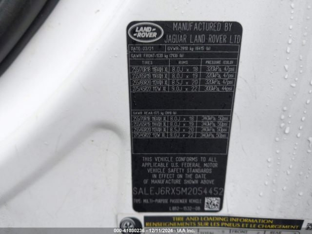 SALEJ6RX5M2054452 Land Rover Defender 90 S