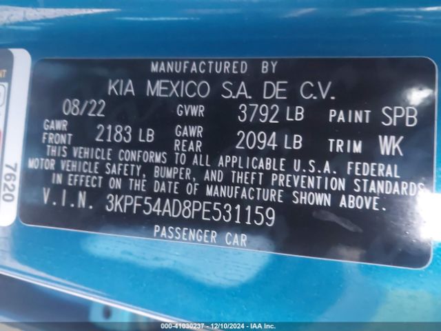 3KPF54AD8PE531159 KIA Forte Gt-line