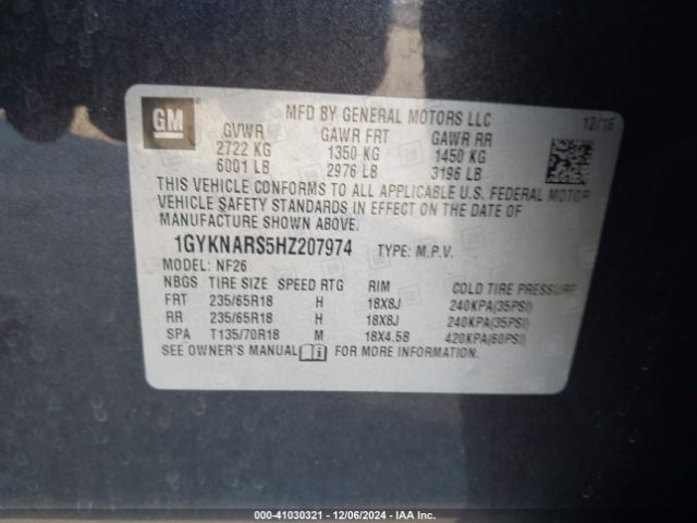 1GYKNARS5HZ207974 Cadillac Xt5 Standard