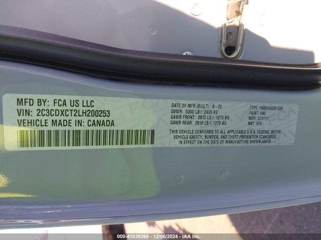 2C3CDXCT2LH200253 Dodge Charger R/t Rwd