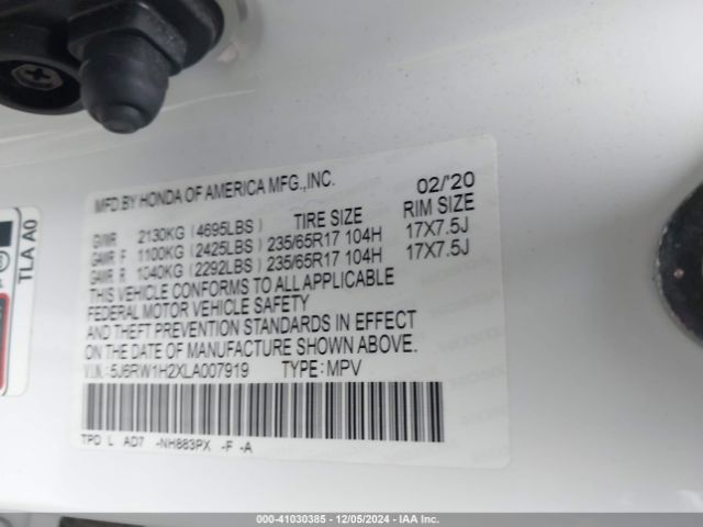 5J6RW1H2XLA007919 Honda Cr-v 2wd Lx