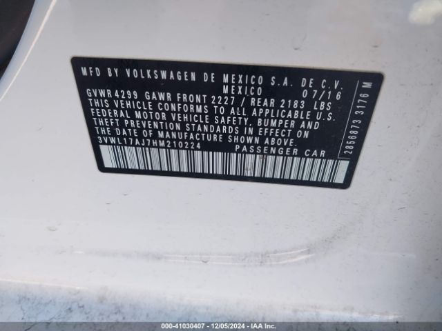 3VWL17AJ7HM210224 Volkswagen Jetta 1.8t Sel