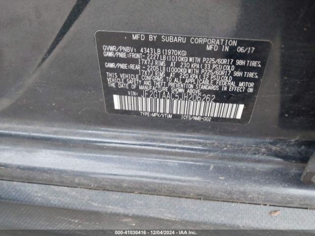 JF2GTAAC5JH206262 Subaru Crosstrek 2.0i