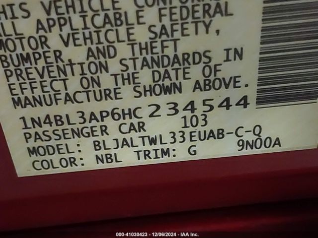 1N4BL3AP6HC234544 Nissan Altima 3.5 Sl
