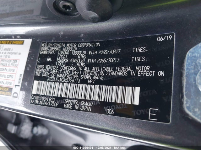 Toyota 4runner Sr5 Premium 2019 JTEBU5JR2K5726113 Image 9