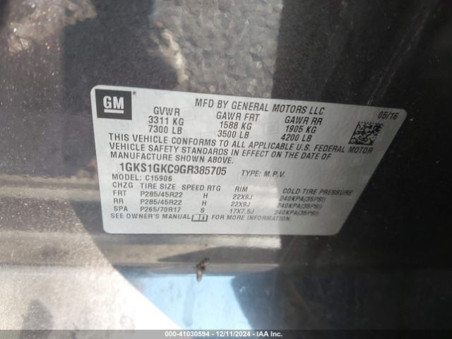 1GKS1GKC9GR385705 GMC Yukon Xl Slt