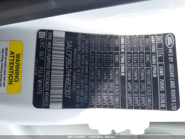 SALCP2BG7HH662307 Land Rover Discovery Sport Se