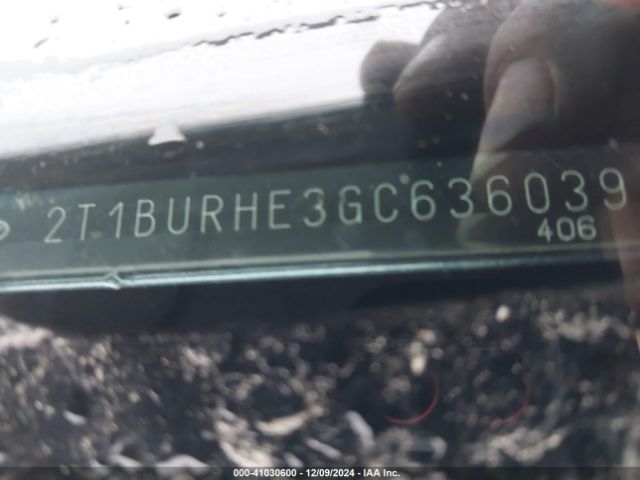 2T1BURHE3GC636039 Toyota COROLLA LE