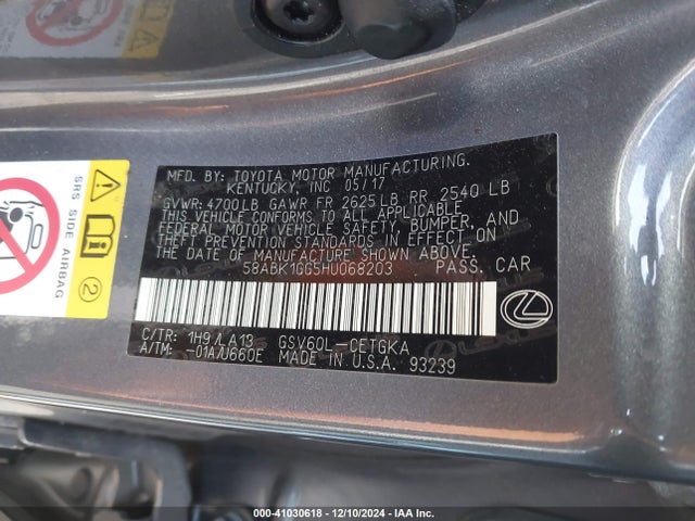 58ABK1GG5HU068203 Lexus ES 350