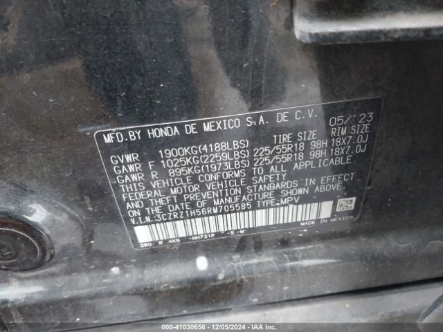 3CZRZ1H56RM705585 Honda Hr-v 2wd Sport/2wd Sport W/o Bsi