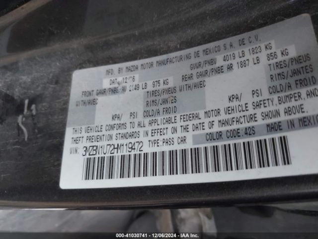 3MZBN1U72HM119472 Mazda Mazda3 Sport