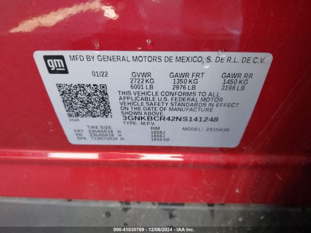 3GNKBCR42NS141248 Chevrolet Blazer Fwd 2lt