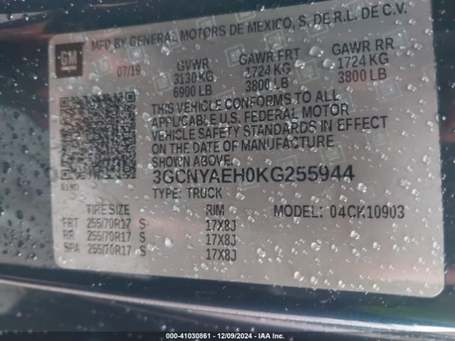 3GCNYAEH0KG255944 Chevrolet Silverado 1500 Work Truck