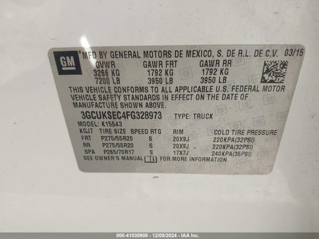 3GCUKSEC4FG328973 Chevrolet Silverado 1500 2lz