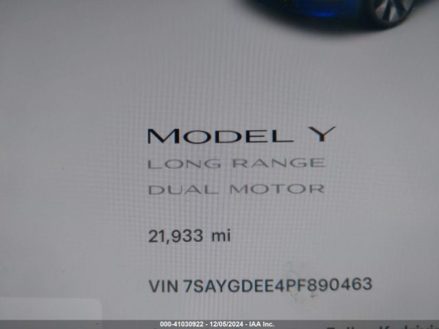 7SAYGDEE4PF890463 Tesla Model Y Awd/long Range Dual Motor All-wheel Drive