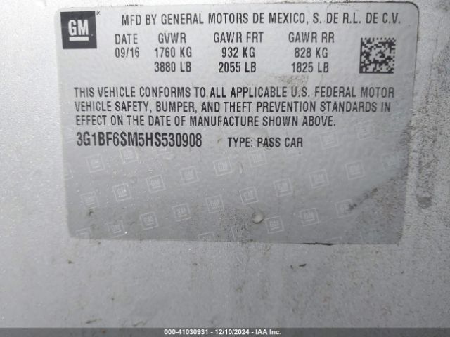 3G1BF6SM5HS530908 Chevrolet Cruze Premier Auto