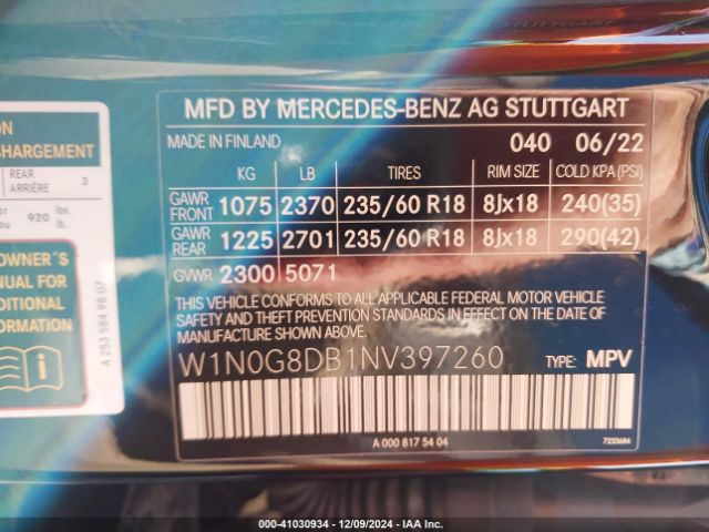 2022 MERCEDES-BENZ GLC 300 W1N0G8DB1NV397260 Photo 8