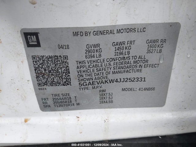 5GAEVAKW4JJ252331 Buick Enclave Essence