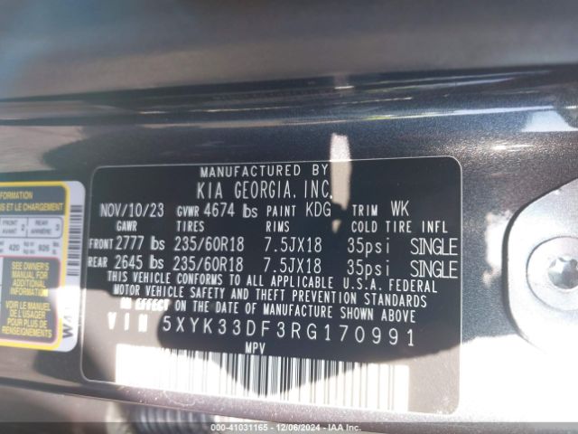 5XYK33DF3RG170991 KIA Sportage Ex