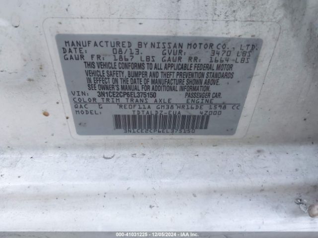 3N1CE2CP6EL375150 Nissan Versa Note Sv