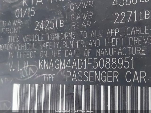 KNAGM4AD1F5088951 KIA OPTIMA HYBRID