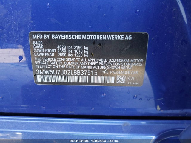 3MW5U7J02L8B37515 BMW 3 Series M340i