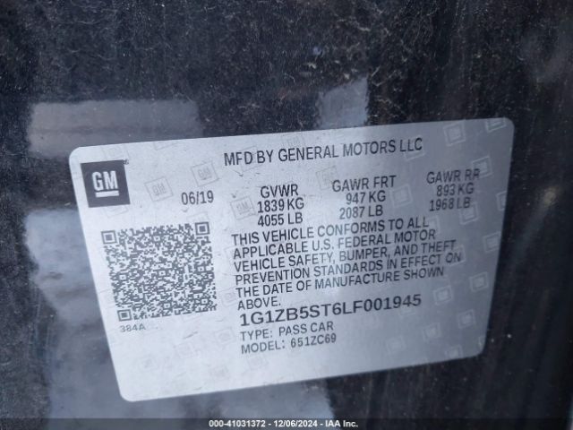 1G1ZB5ST6LF001945 Chevrolet Malibu Fwd Ls