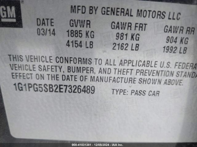 1G1PG5SB2E7326489 Chevrolet CRUZE LTZ