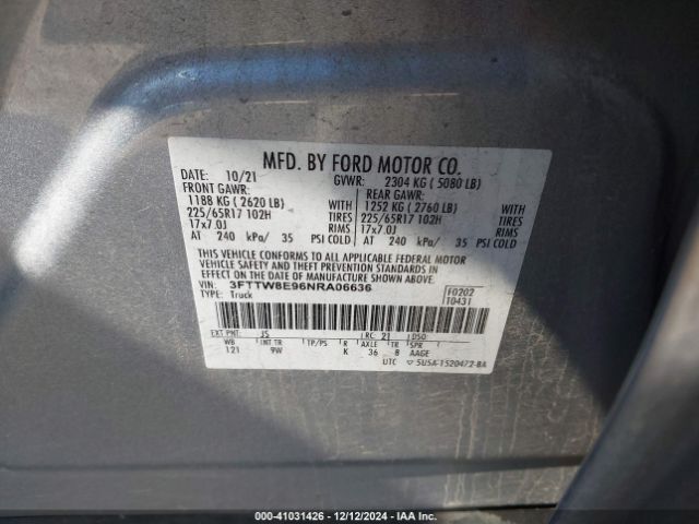 3FTTW8E96NRA06636 Ford Maverick Xl