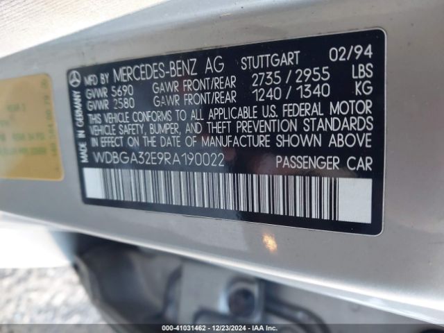 1994 MERCEDES-BENZ S WDBGA32E9RA190022 Photo 8