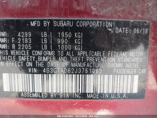 4S3GTAD62J3751062 Subaru Impreza 2.0i Premium