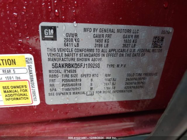 5GAKRBKD5FJ109293 Buick Enclave Leather