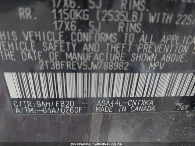 Toyota RAV4 LE 2018 2T3BFREV5JW788982 Image 9