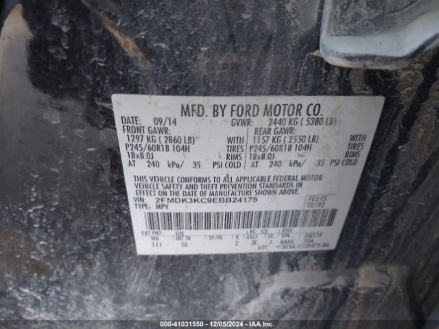 2FMDK3KC9EBB24175 Ford Edge Limited