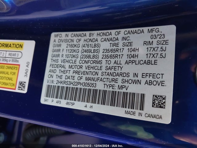 Honda Cr-v Lx 2wd 2023 2HKRS3H22PH305053 Image 9
