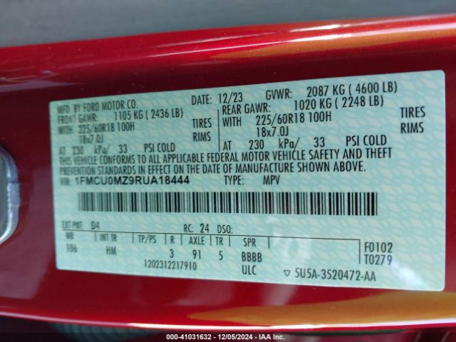 1FMCU0MZ9RUA18444 Ford Escape St-line