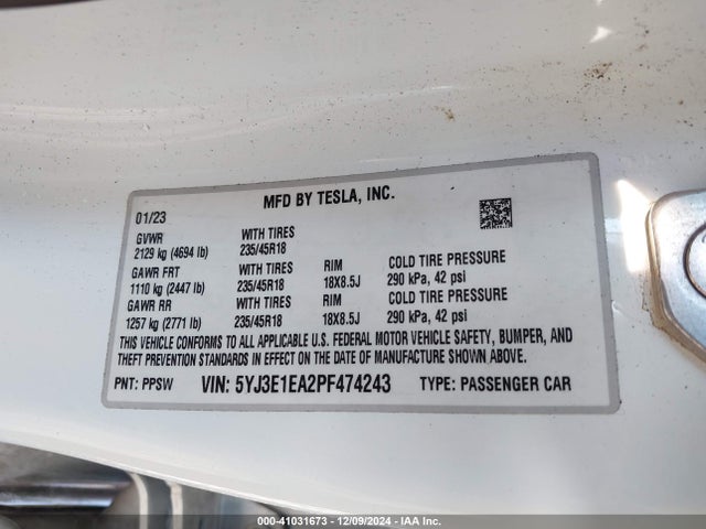2023 TESLA MODEL 3 5YJ3E1EA2PF474243 Photo 8