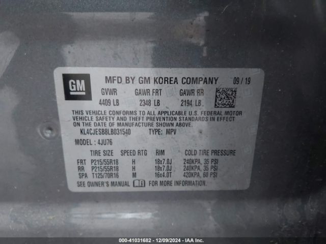 KL4CJESB8LB031540 Buick Encore Awd Preferred