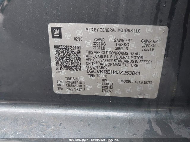 1GCVKREH4JZ253841 Chevrolet Silverado 1500 1lt