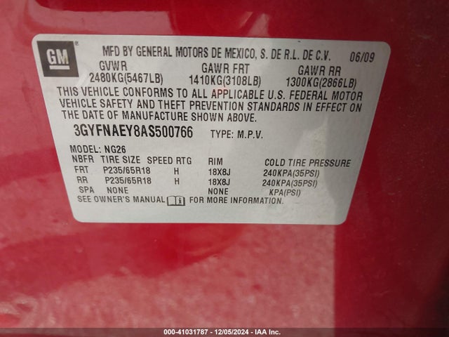 2010 CADILLAC SRX 3GYFNAEY8AS500766 Photo 8