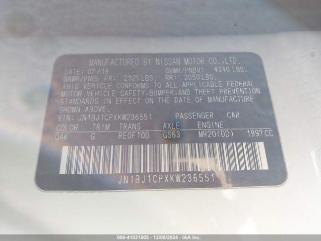 JN1BJ1CPXKW236551 Nissan Rogue Sport S