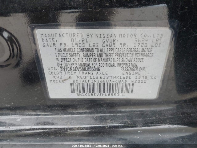 Nissan Versa Sv Xtronic Cvt 2021 3N1CN8EV5ML855046 Image 9