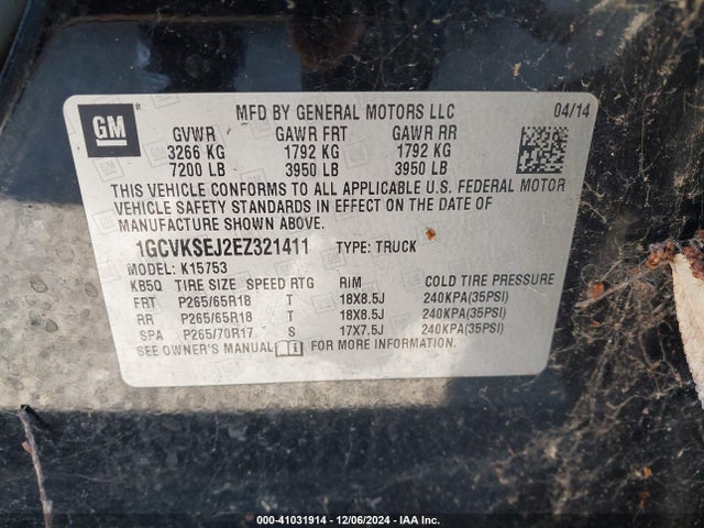 Chevrolet Silverado 1500 2lz 2014 1GCVKSEJ2EZ321411 Image 9