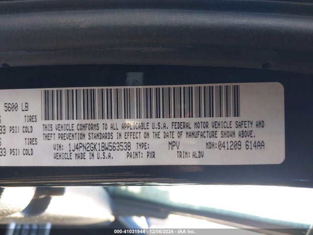Продажа на аукционе авто 2011 Jeep Liberty Sport, vin: 1J4PN2GK1BW563538, номер лота: 41031944