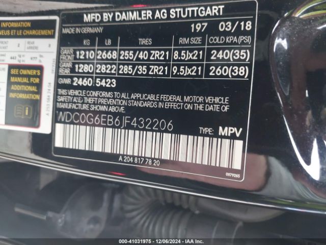 WDC0G6EB6JF432206 Mercedes-Benz Amg Glc 43 4matic