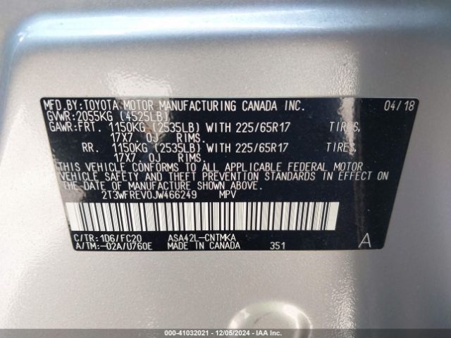 2T3WFREV0JW466249 Toyota Rav4 Adventure/xle
